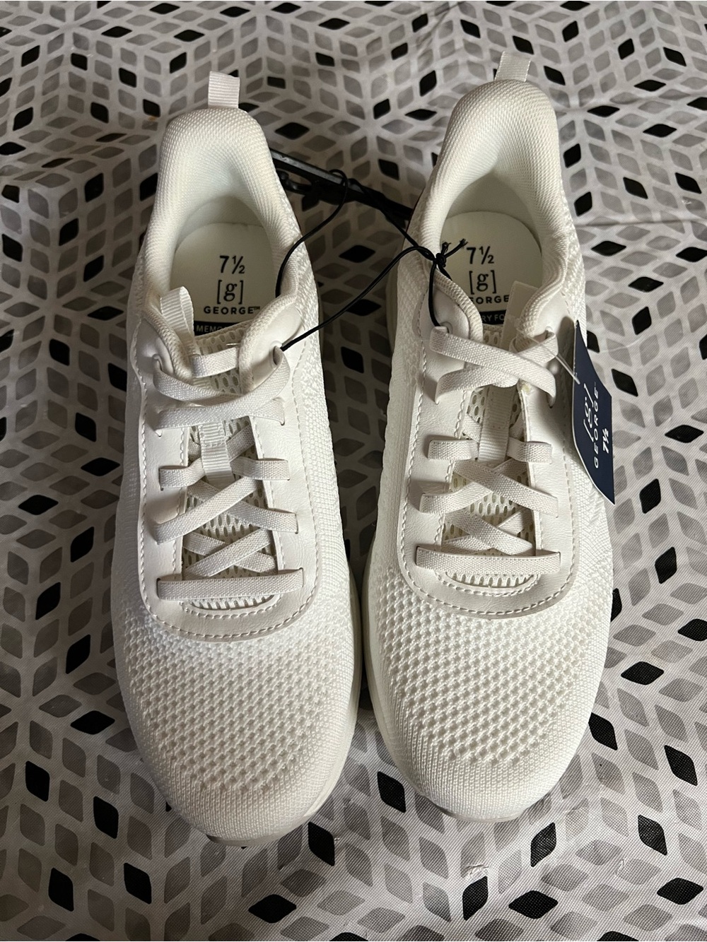George Cream Knit Lace-Up Sneakers